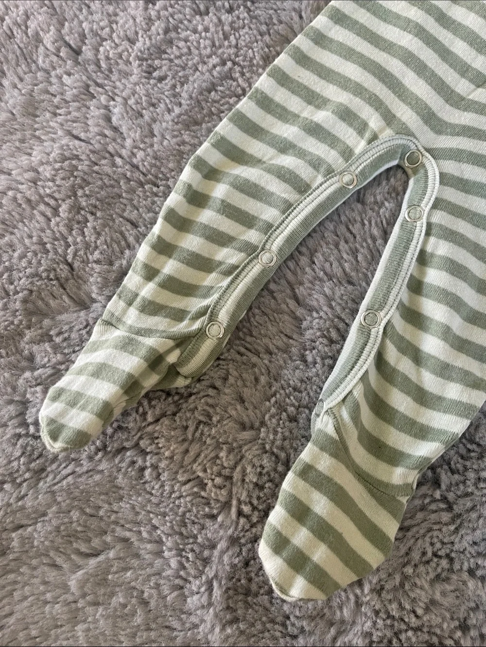 kate quinn Sage & Cream Striped Baby Footie Newborn